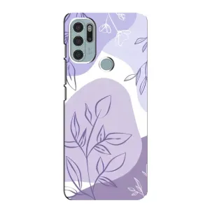 Силиконовый чехол с принтом в цветах на Motorola MOTO G60s (Фиолетовые листья абстракция)