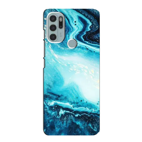 Чехол с принтом «Голубой мрамор» для Motorola MOTO G60s