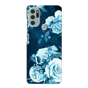 Чехлы (ART) Цветы на Motorola MOTO G60s (VPrint) (Голубые Бутоны)