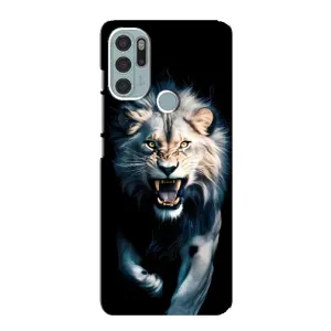 Чехол с картинкой «Хищники» для Motorola MOTO G60s (Лев в темноте)