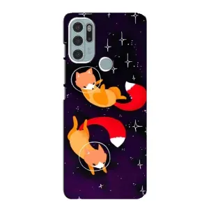 Чехлы с картинкой Лисички для Motorola MOTO G60s (VPrint) (Лисички космонавты)