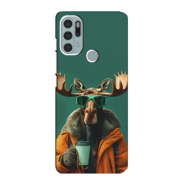 Чехол с принтом «Лось с кофе» для Motorola MOTO G60s
