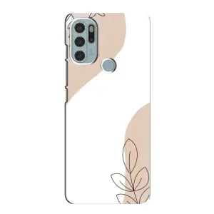 Силиконовый чехол с принтом в цветах на Motorola MOTO G60s (Нюдовая веточка абстракция)