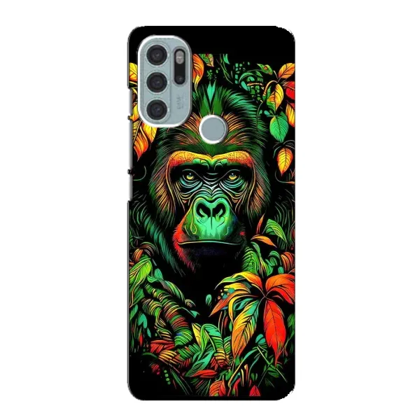 Чохол з принтом «Мавпа в квітах» для Motorola MOTO G60s
