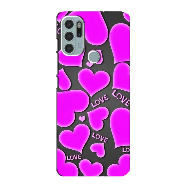 Чехол с принтом «Pink hearts» для Motorola MOTO G60s