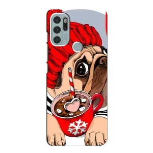 Чехлы с собаками для Motorola MOTO G60s (VPrint) (Собачка в шапке)