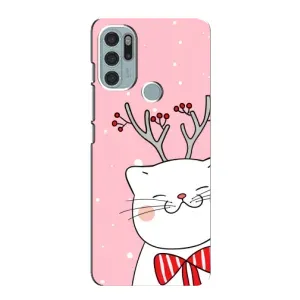 Новогодние Чехлы для Мото G60s (VPrint) (Зимний кот)