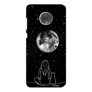Чохол з малюнком кіт на Motorola MOTO G7 (Дівчина з котом)