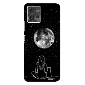 Чохол з малюнком кіт на Motorola MOTO G72 (Дівчина з котом)