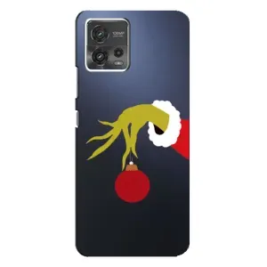 Зимні Чохли для Моторола MOTO G72 - прозорий фон (Грінч з іграшкою)