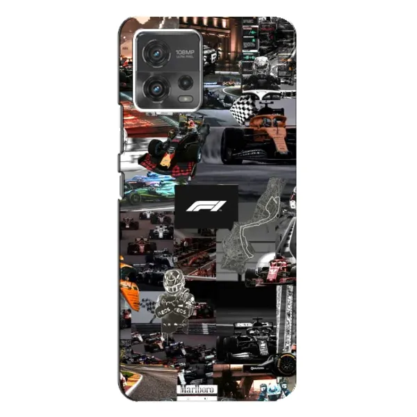 Чохол з принтом «Гоночний колаж Ф1» для Motorola MOTO G72 Чохол з принтом «Гоночний колаж Ф1» для Motorola MOTO G72