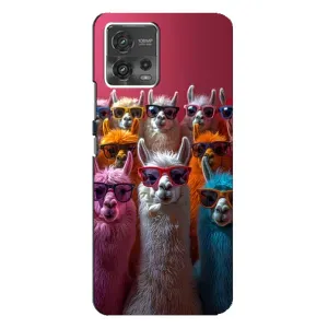 Чохол з принтом стильні тварини для Моторола MOTO G72 (Лами в окулярах)