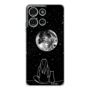 Чохол з принтом «Дівчина з котом» для Motorola Moto G75