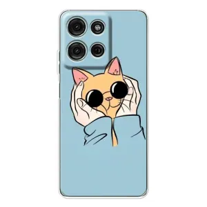 Чехол с принтом «Котик в очках» для Motorola Moto G75