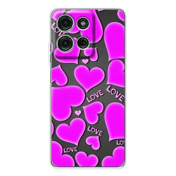 Чехол с принтом «Pink hearts» для Motorola Moto G75 Чехол с принтом «Pink hearts» для Motorola Moto G75