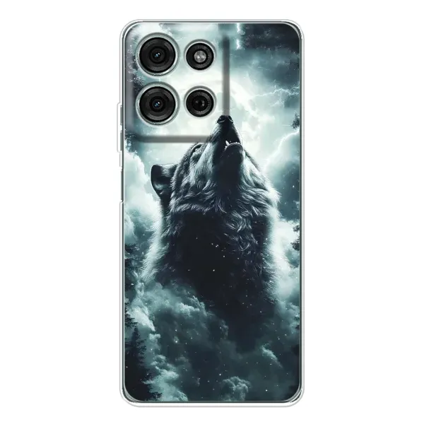 Чохол з принтом «Вовк у хмарах» для Motorola Moto G75