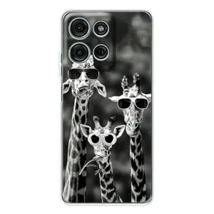 Силіконовий чохол з КАРТИНКАМИ літо для Motorola Moto G75 (AlphaPrint) (Жирафи в окулярах)