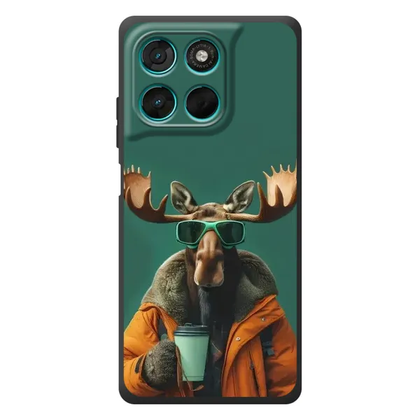 Чохол з принтом «Лось з кавою» для Motorola Moto G77