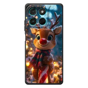 Яркий чехол для Motorola Moto G77 с Зимними Оленятами (Олень с шарфом)