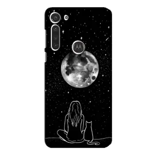 Чохол з принтом «Дівчина з котом» для Motorola MOTO G8