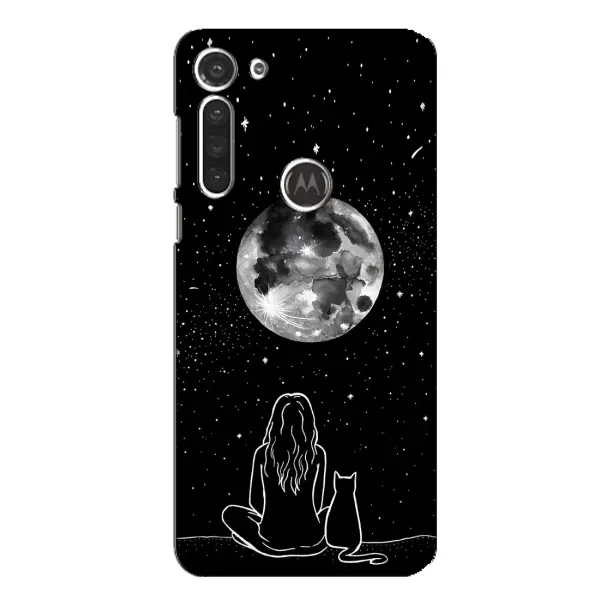 Чохол з принтом «Дівчина з котом» для Motorola MOTO G8 Чохол з принтом «Дівчина з котом» для Motorola MOTO G8