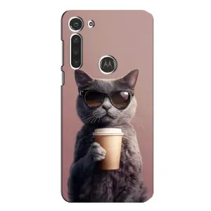 Чохол з принтом «Кіт з кавою» для Motorola MOTO G8