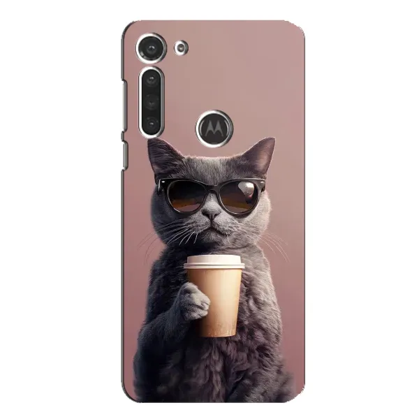 Чохол з принтом «Кіт з кавою» для Motorola MOTO G8