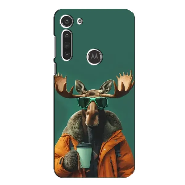 Чохол з принтом «Лось з кавою» для Motorola MOTO G8
