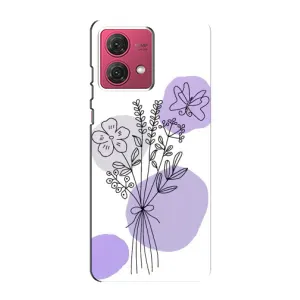 Силконовий чохол з принтом в квітах на Motorola MOTO G84 (Букет фіолетова абстракція)