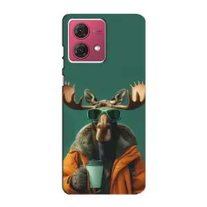 Чохол з принтом «Лось з кавою» для Motorola MOTO G84