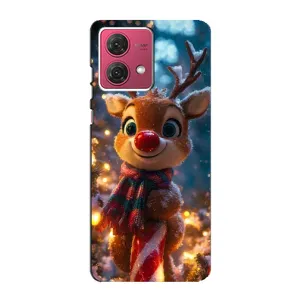 Яркий чехол для Motorola MOTO G84 с Зимними Оленятами (Олень с шарфом)