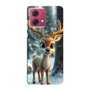 Яркий чехол для Motorola MOTO G84 с Зимними Оленятами (Олененок в лесу)