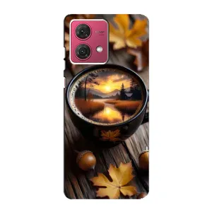 Чохол з унікальним дизайном 'Осінь з кавою' для Motorola MOTO G84 (Темна кава)