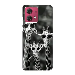 Силіконовий чохол з КАРТИНКАМИ літо для Motorola MOTO G84 (AlphaPrint) (Жирафи в окулярах)