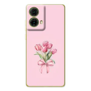 Чехол с розовым рисунком для Motorola MOTO G85 (Букет цветов)
