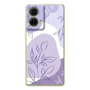 Силконовий чохол з принтом в квітах на Motorola MOTO G85 (Фіолетове листя абстракція)