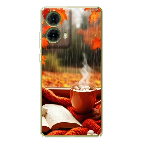 Чехол с принтом «Кофе и дождь» для Motorola MOTO G85