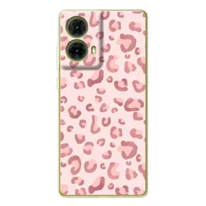 Чехол с розовым рисунком для Motorola MOTO G85 (Розовый леопард)