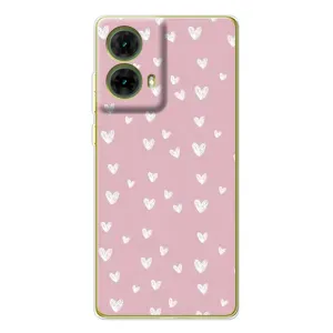 Чехол с розовым рисунком для Motorola MOTO G85 (Сердечки на розовом)