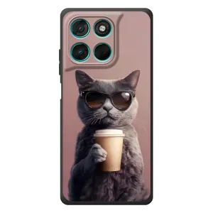 Чохол з принтом «Кіт з кавою» для Motorola MOTO G86 Power