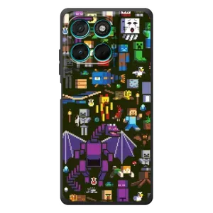 Чохол Майнкрафт на Motorola MOTO G86 Power (AlphaPrint) Minecraft (Колаж Майнкрафт)