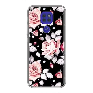 Чохли з квітами для Motorola MOTO G9 Play (VPrint) (Квіти на чорному)