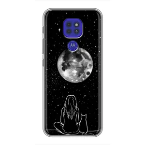 Чохол з малюнком кіт на Motorola MOTO G9 Play (Дівчина з котом)