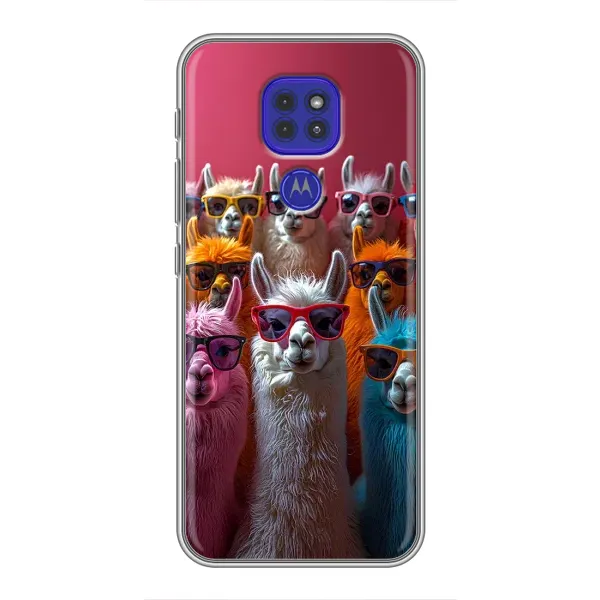 Чохол з принтом «Лами в окулярах» для Motorola MOTO G9 Play