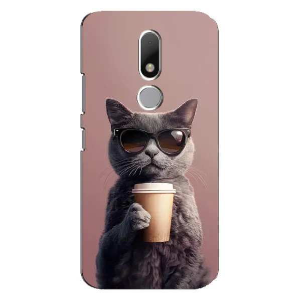 Чохол з принтом «Кіт з кавою» для Motorola Moto M