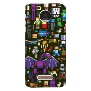 Чохол Майнкрафт на Motorola MOTO Z Play (AlphaPrint) Minecraft (Колаж Майнкрафт)