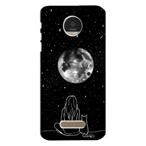 Чехол с рисунком кот на Motorola MOTO Z (Девушка с котом)