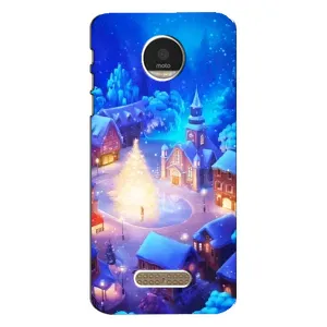 Рождественские Чехлы для Motorola MOTO Z (VPrint) (Рождественский город)