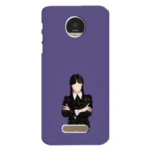 Чохли Венсдей на Motorola MOTO Z Уенсдей (AlphaPrint) (Венздей у чорному)
