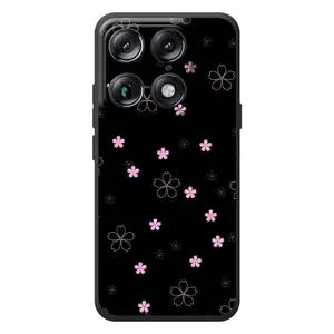 Чохол з розовим принтом для Motorola Signature (Рожеві квіти на чорному)
